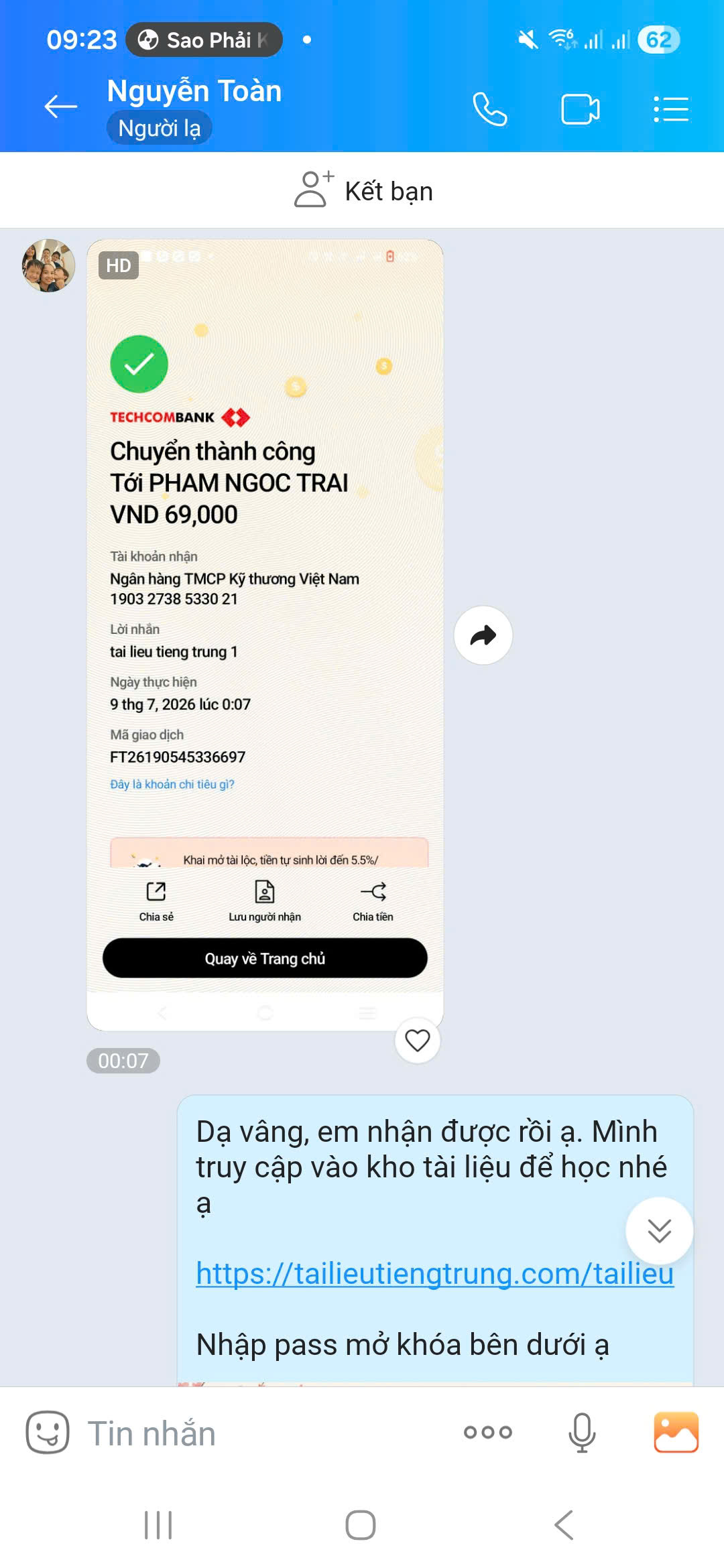 Giao dịch thành công